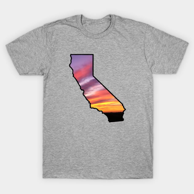 California Golden State Sunset Outline T-Shirt by oggi0